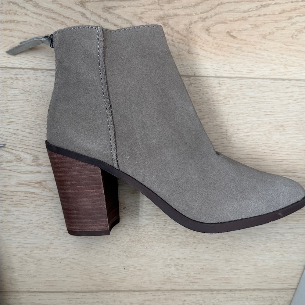 Gray Suede Ankle Boots with Block Heel - Brand New - size 7.5